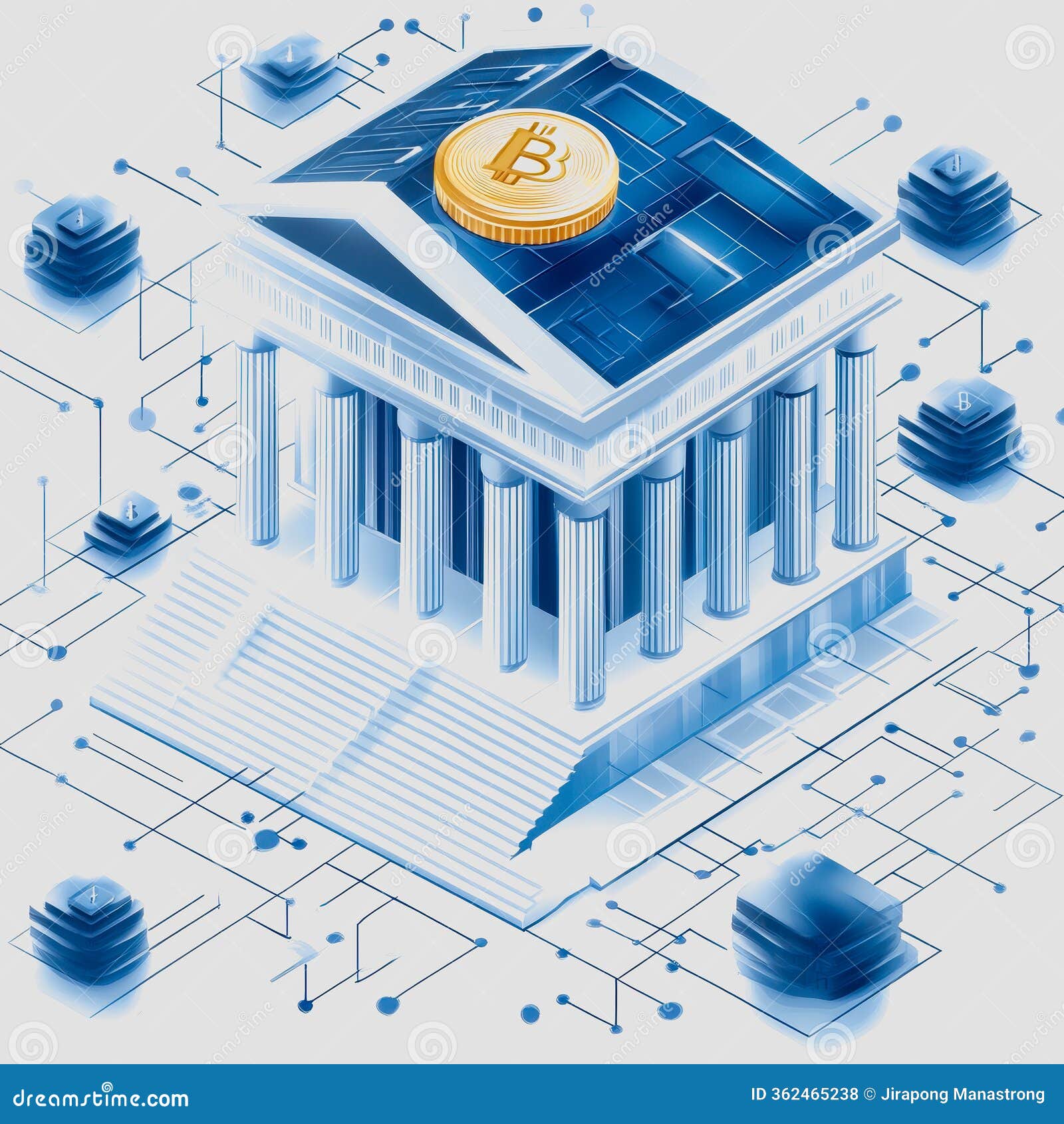 Digital Representation of Cryptocurrency Banking with a Bitcoin Symbol on a  Modern Bank Building, Emphasizing Fintech Stock Photo - Image of security,  ledger: 362465238