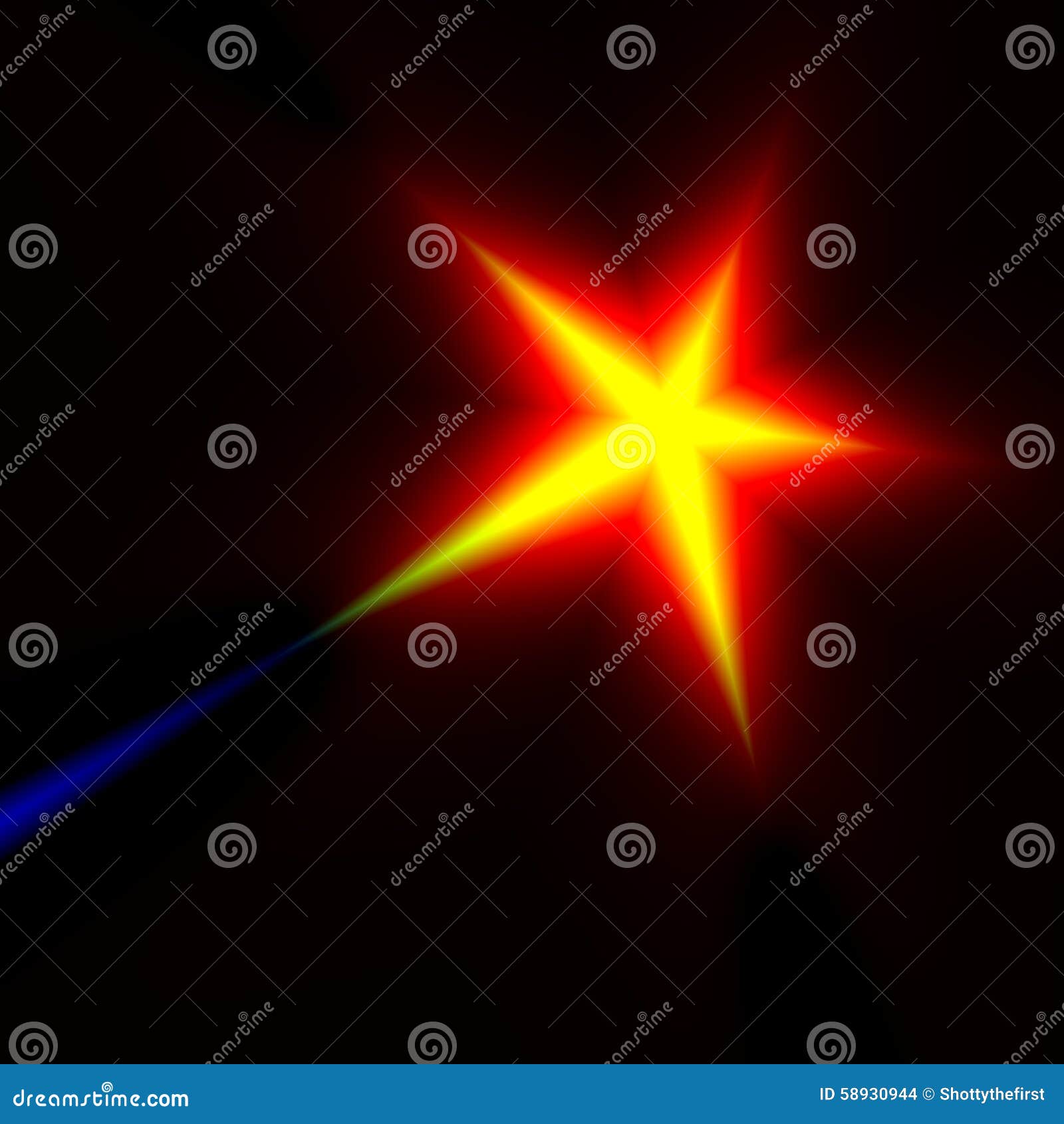 Digital Shooting Star Fantasy. Night Sky Stars. Heat Rays. Prize Win