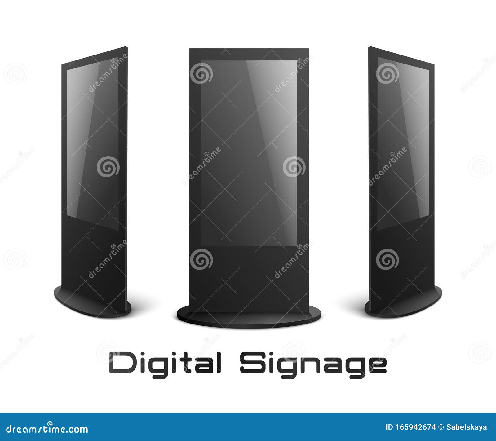 Download Digital Signage - Black Interactive Kiosk Mockup Set With Blank Screens Isolated On White ...