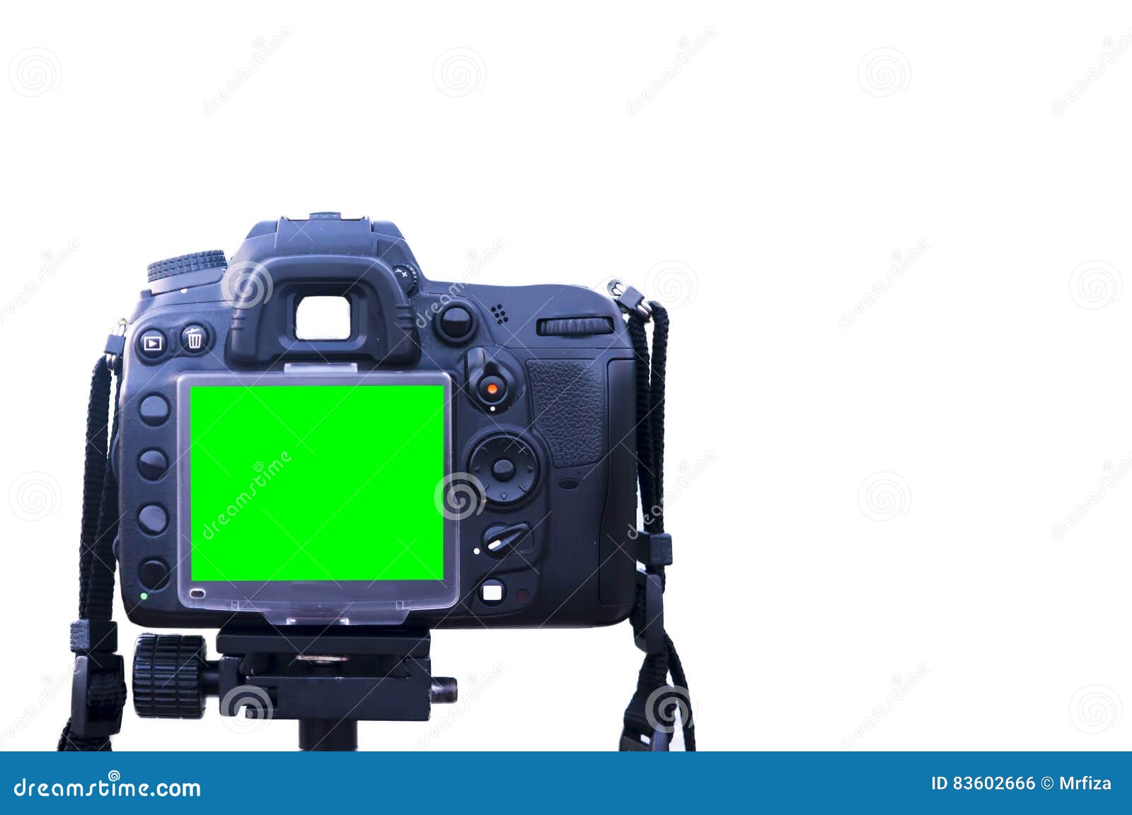 Digital Singlelens Reflex Camera with Green Screen Stock Photo Image