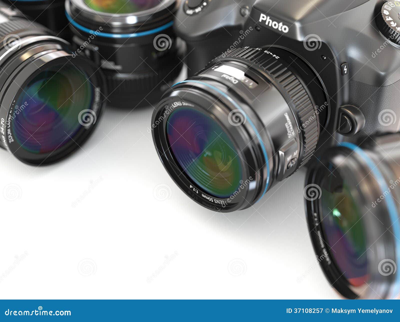 Digital Slr Camera with Lens. Photography Equipment. Stock Illustration