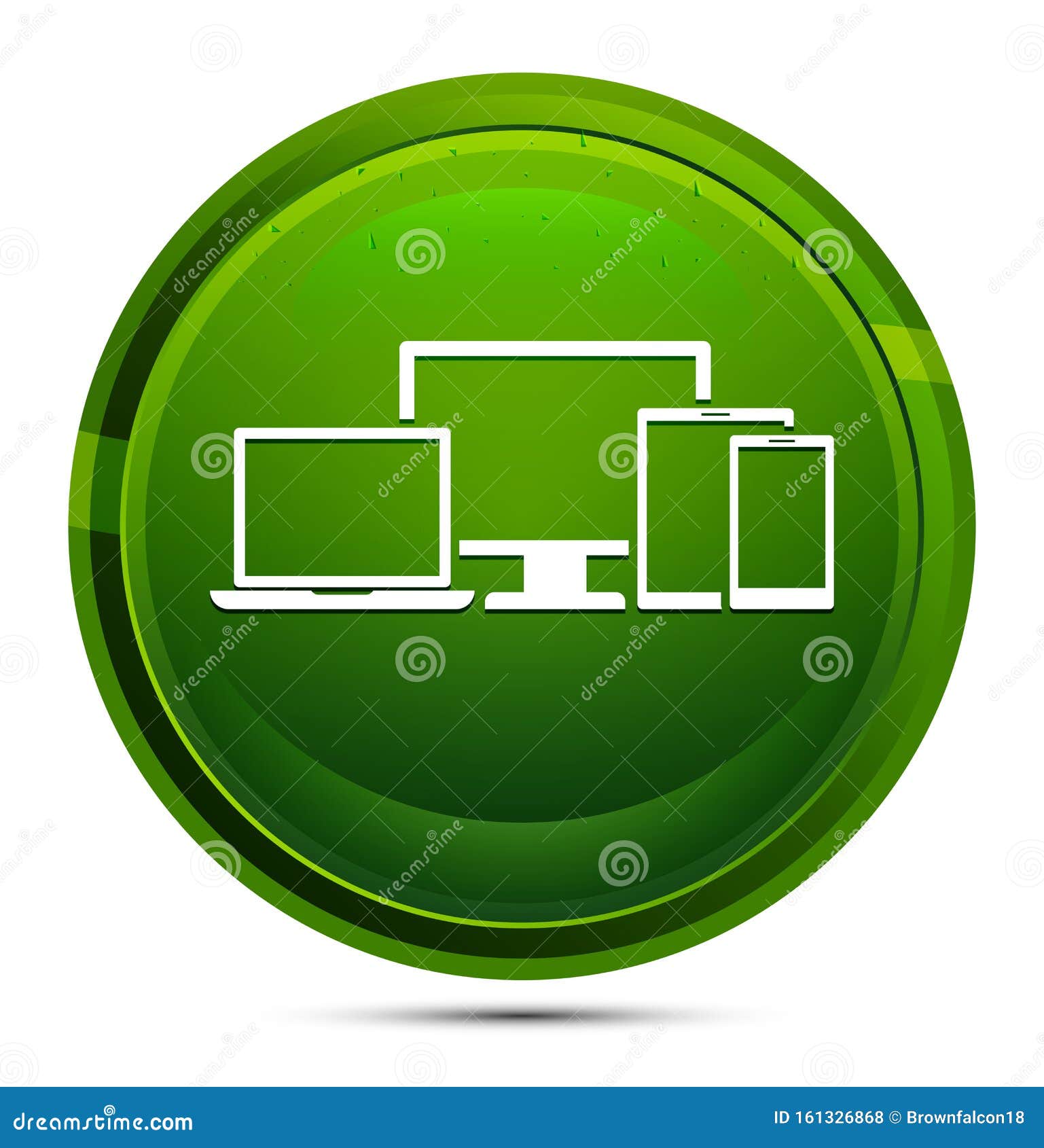 Digital Smart Devices Icon Glassy Green Round Button Illustration Stock