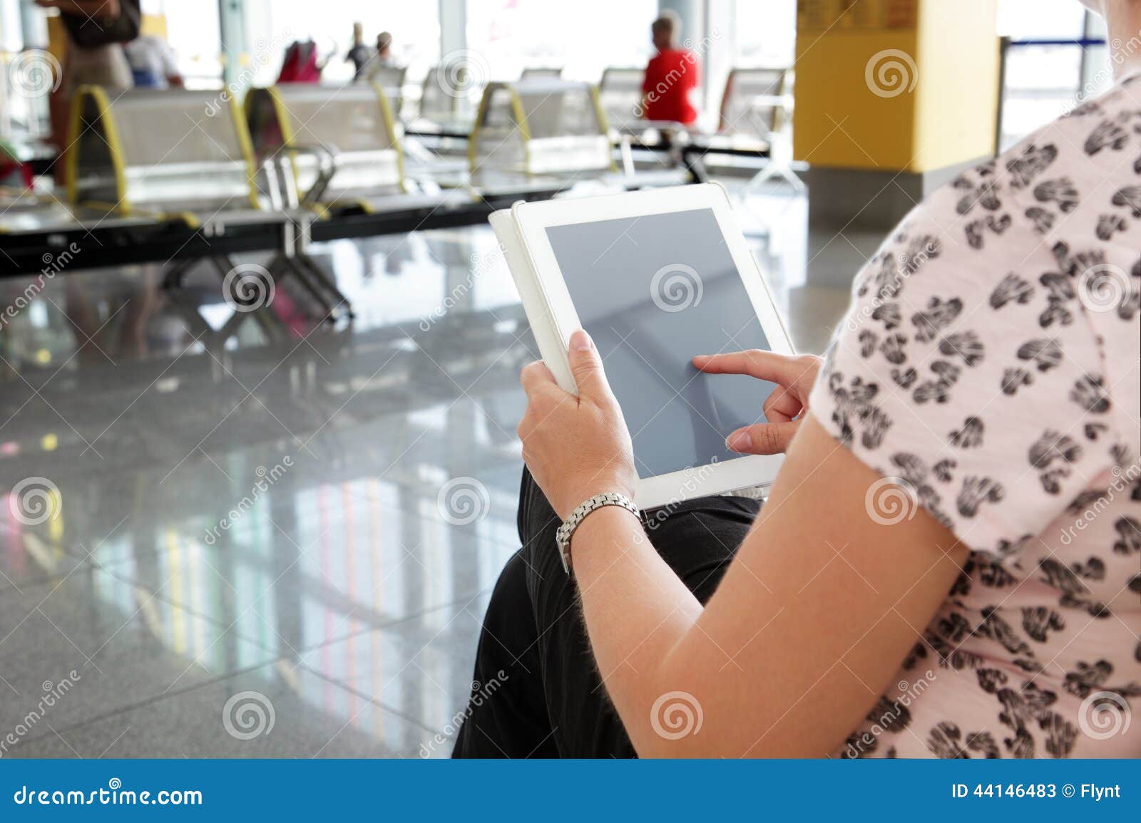 Digital Tablet or Ereader at Airport Stock Image Image of analyzing, communication 44146483