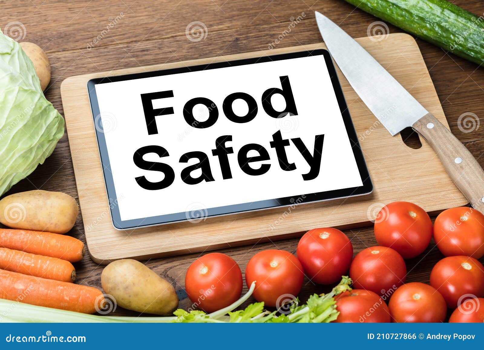 digital tablet with food safety text