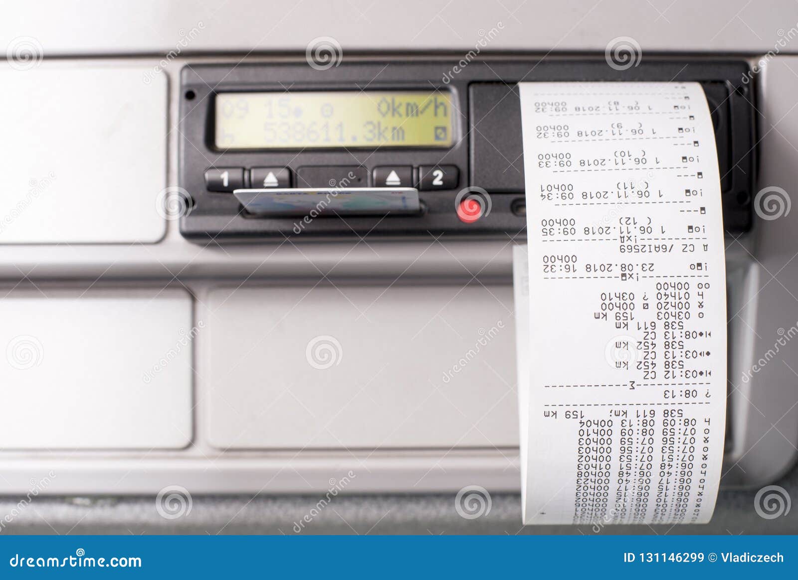 Digital Tachograph with Printed Time Records and Driver Card Half