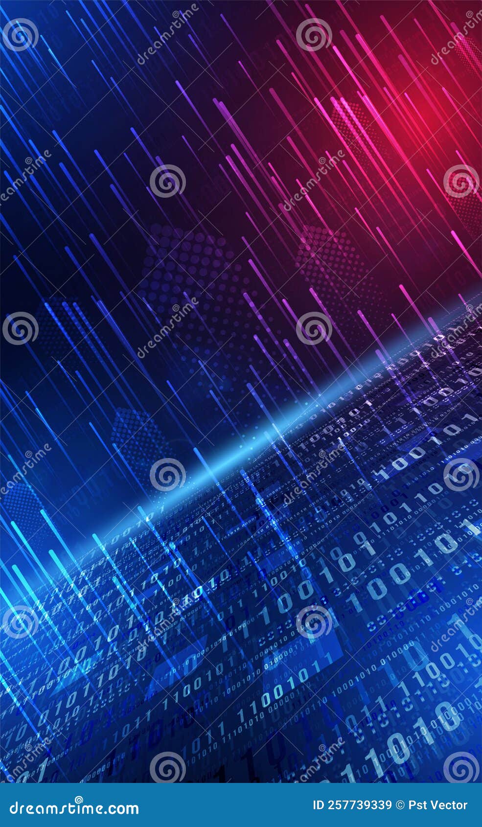 Digital Technology Binary Code Blue Background Matrix Cyber Technology ...