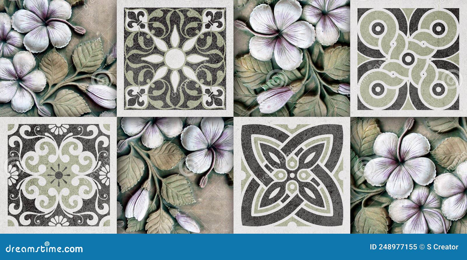 Digital Tiles Design. Colorful Ceramic Wall Tiles Decoration. Abstract