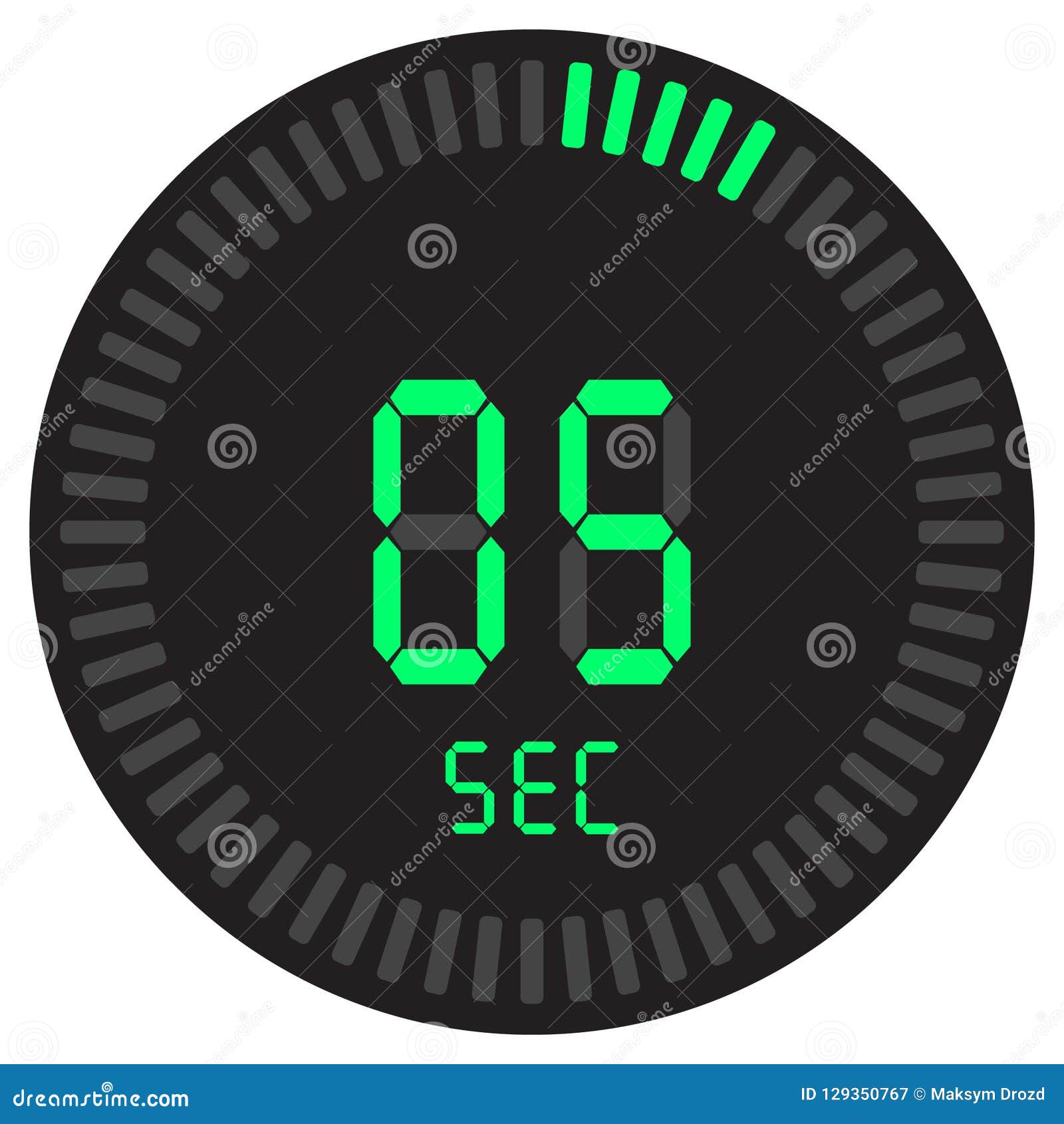 the digital timer 5 seconds. electronic stopwatch with a gradient dial starting  icon, clock and watch, timer, countdown.