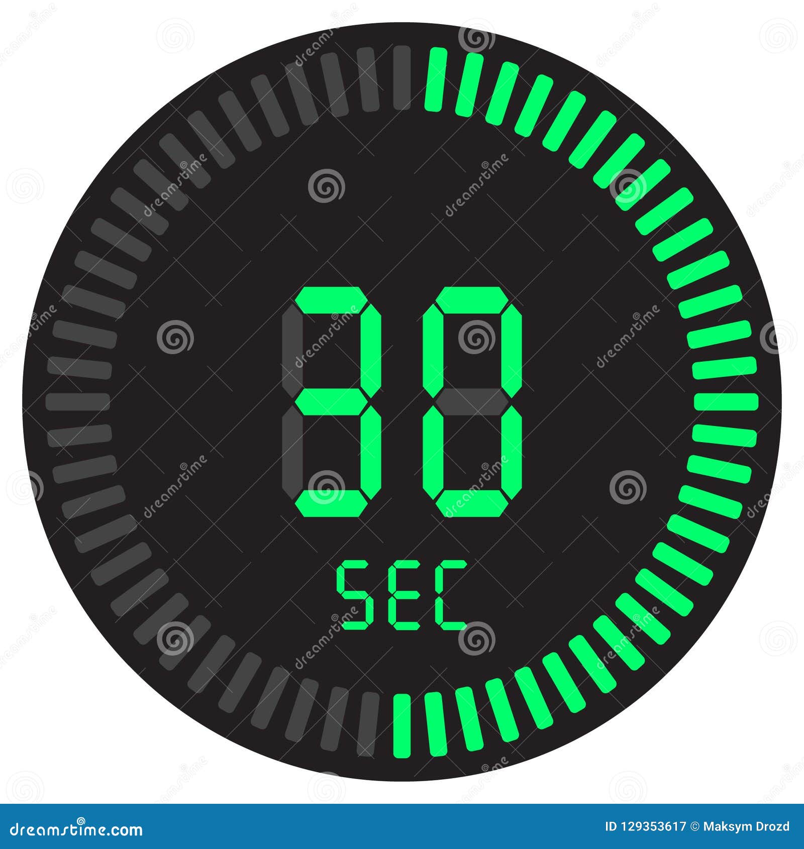 Conventie Impressionisme reflecteren The Digital Timer 30 Seconds. Electronic Stopwatch with a Gradient Dial  Starting Vector Icon, Clock and Watch, Timer, Countdown. Stock Illustration  - Illustration of black, vector: 129353617