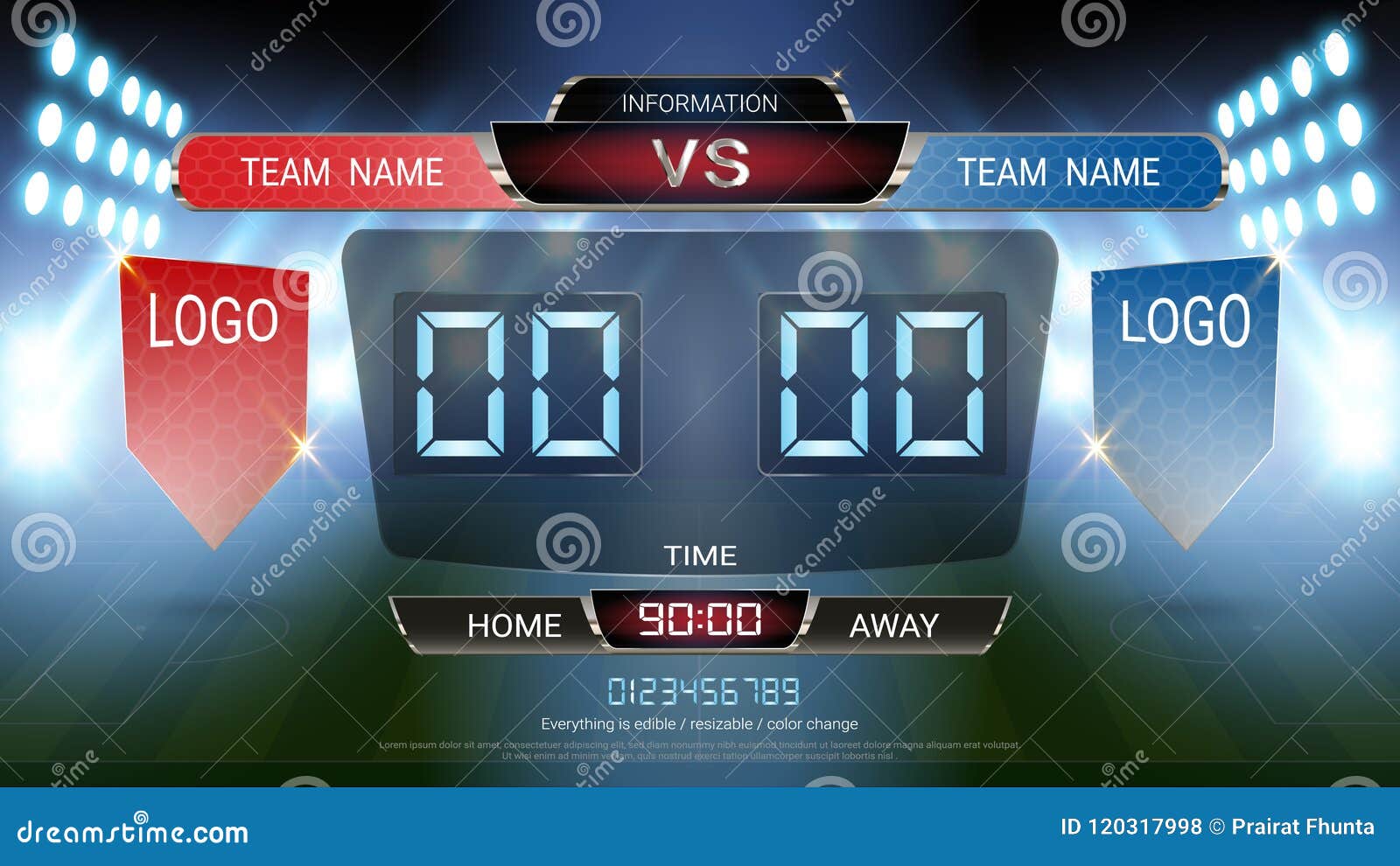 Download Digital timing scoreboard, Football match team A vs team