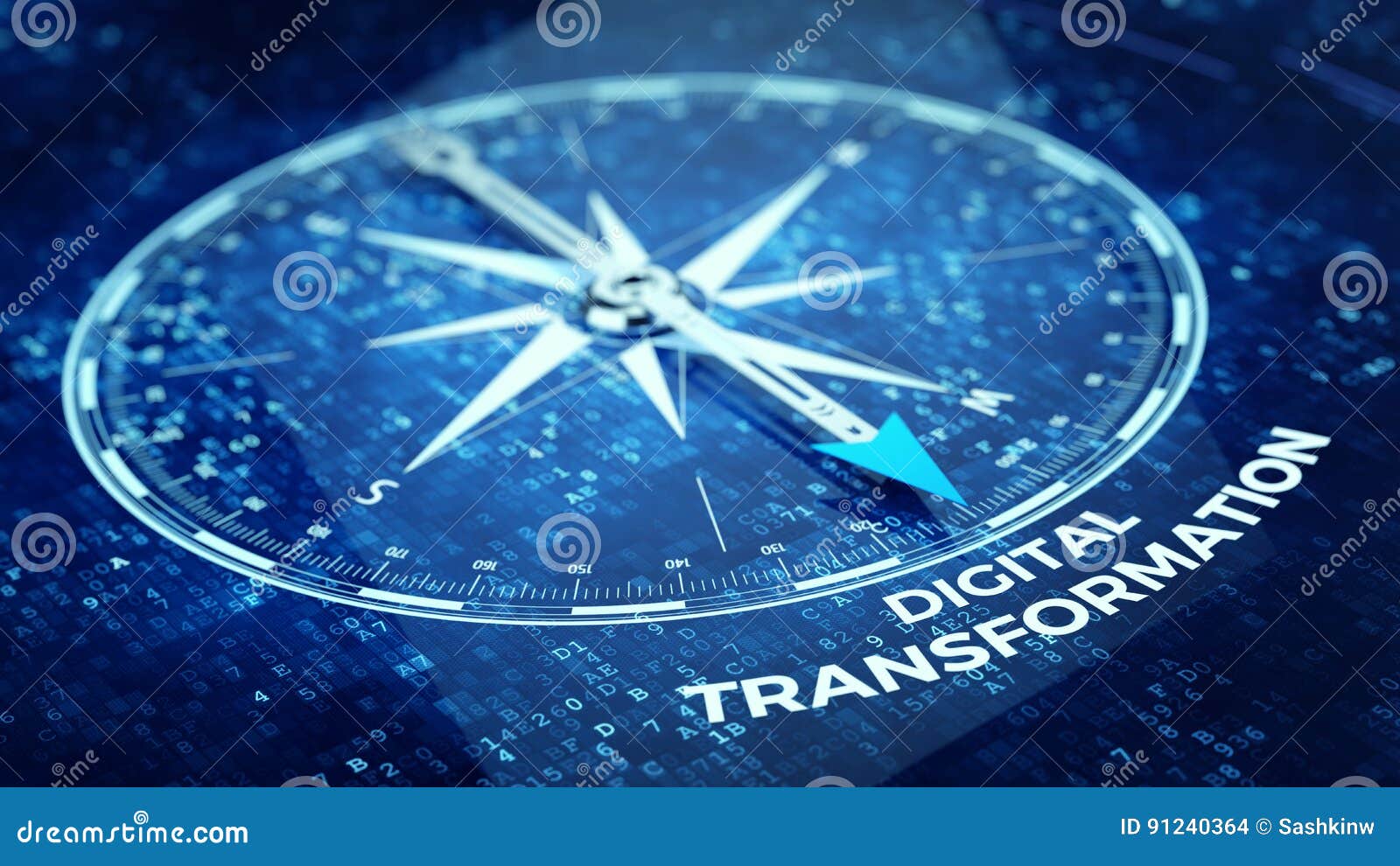 Digital Transformation Concept - Compass Needle Pointing Digital  Transformation Word Stock Illustration - Illustration of render, change:  91240364