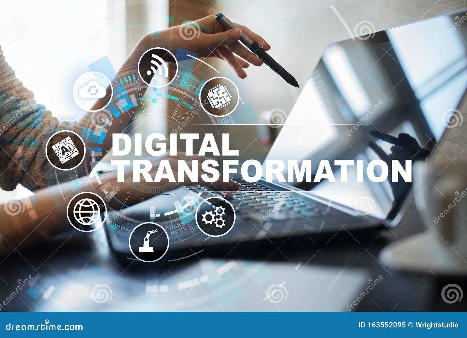 digital transformation, concept of digitization of business processes and modern technology.