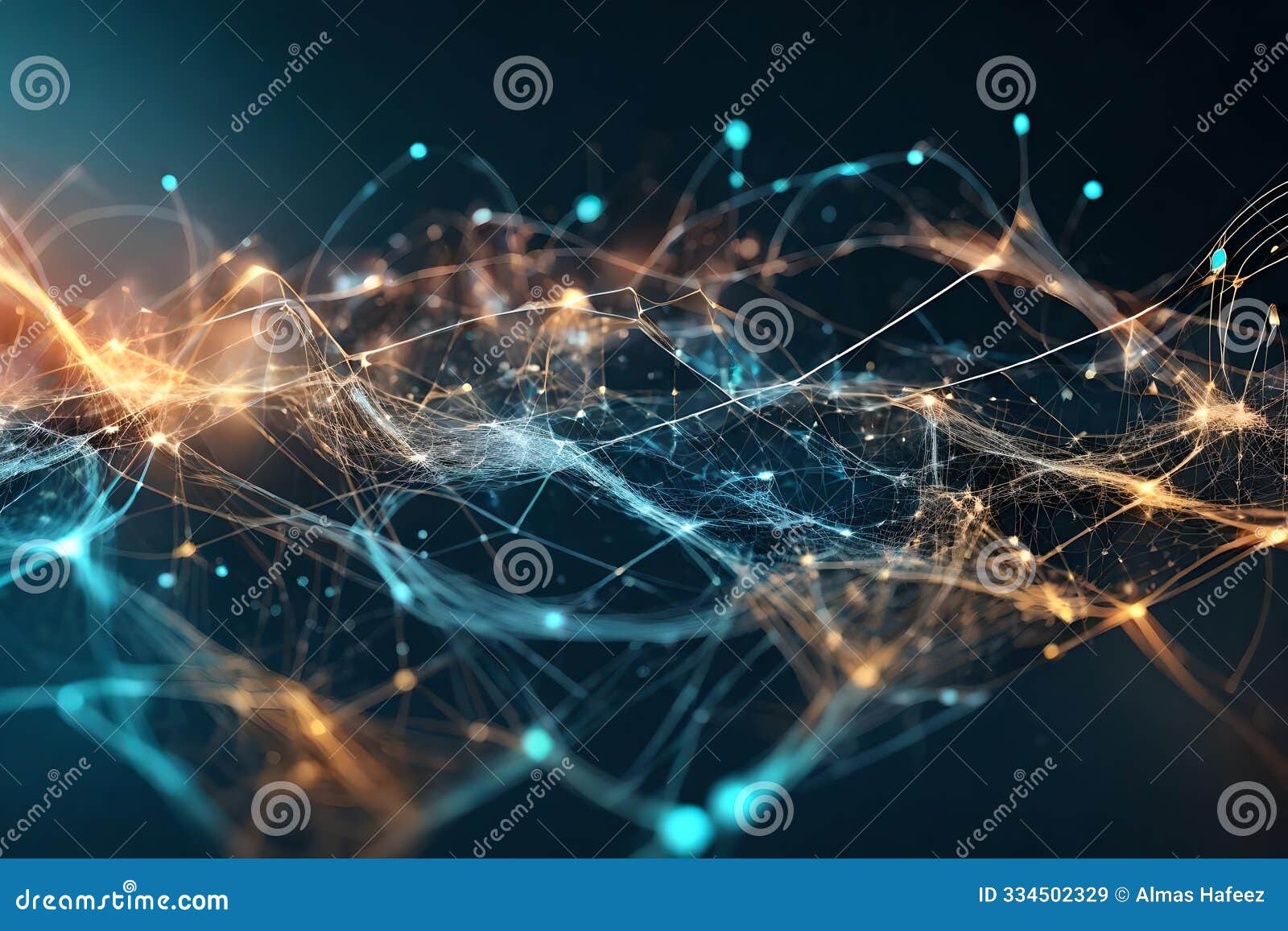 digital transformation in the next-generation technology era with abstract wave, moving dots, and