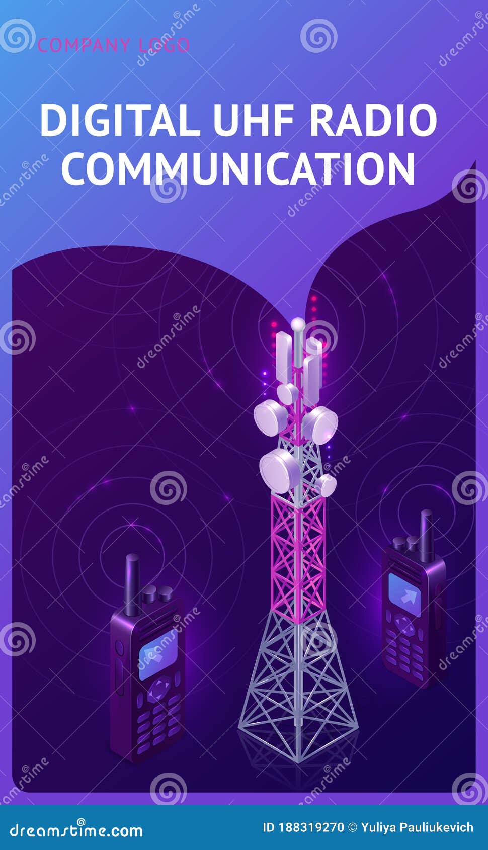 digital uhf radio communication isometric banner