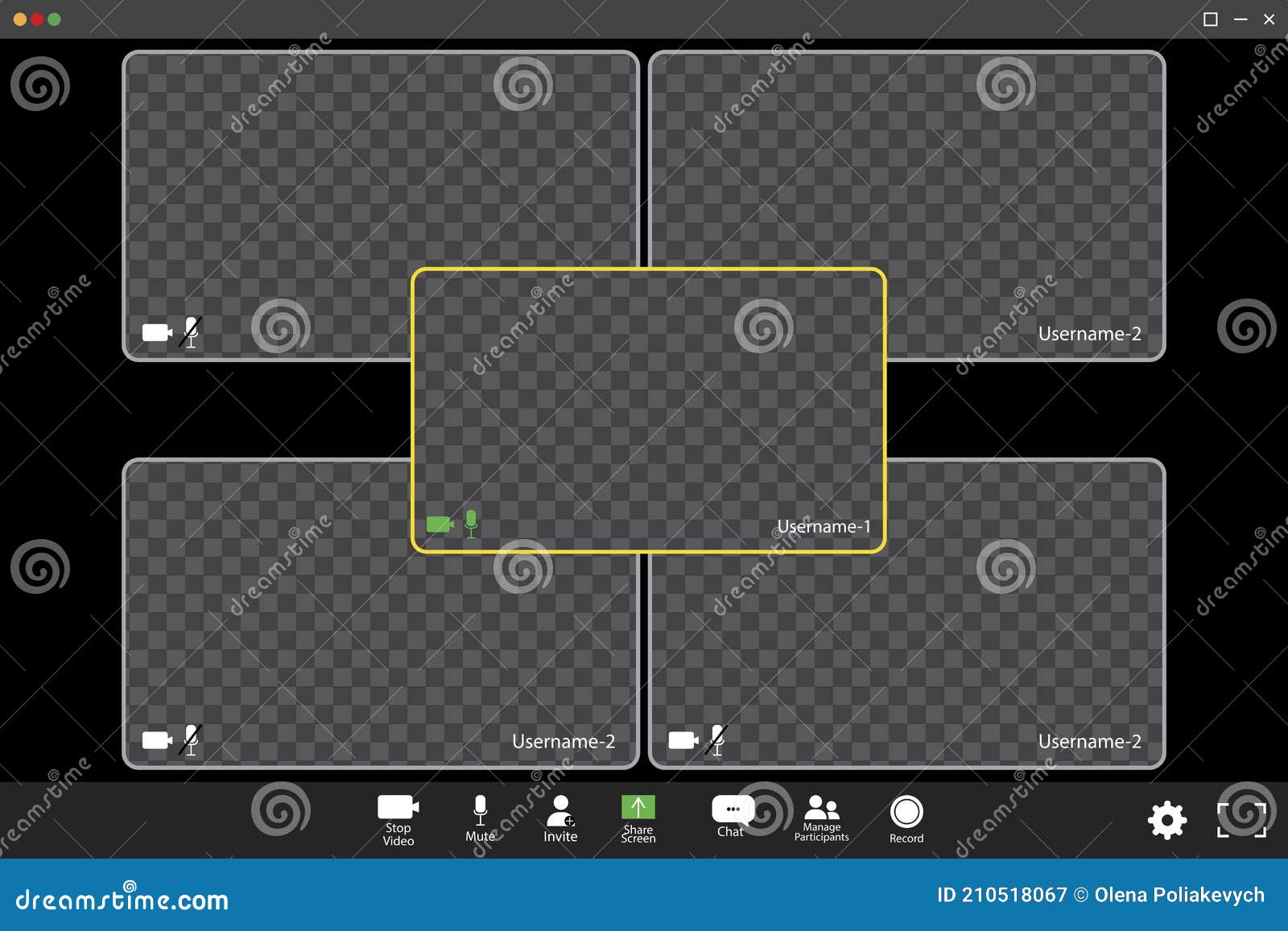 Digital User Interface. Modern Template with Zoom Conference. Online