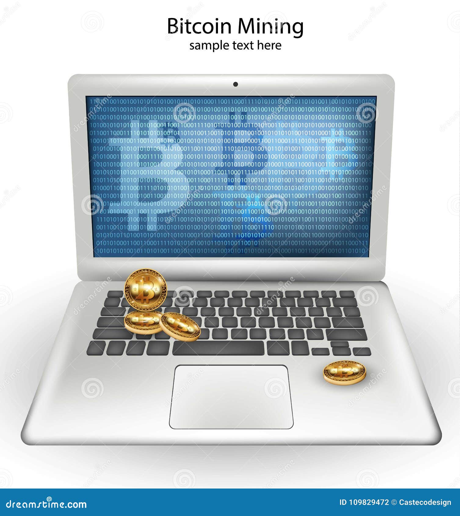 Digital Vector Cryptocurrency Bitcoin Mining Transfers From Laptop - 