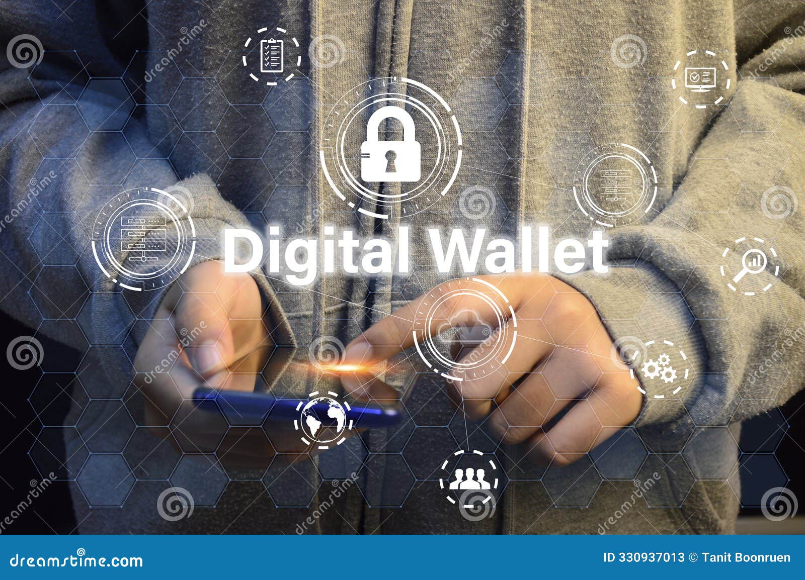 Digital Wallet Concept that Controls Usage with Blockchain and Smart  Contacts Stock Image - Image of body, finance: 330937013