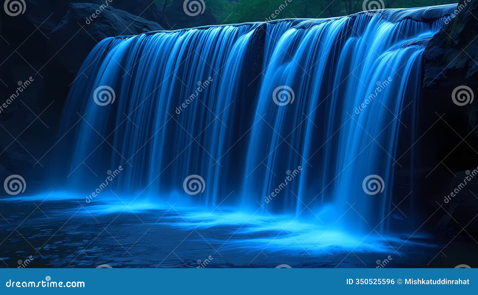 Digital Waterfall Blue Light Streams Shadowy Background Stock Photo - Image  of nature, rock: 350525596, image size:1600x990