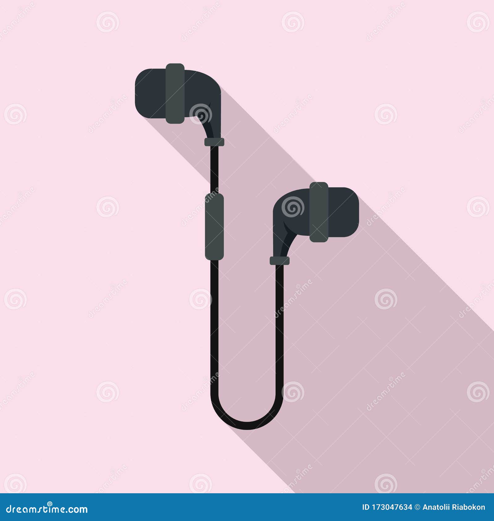 Digital Wireless Earbuds Icon, Flat Style Stock Vector Illustration