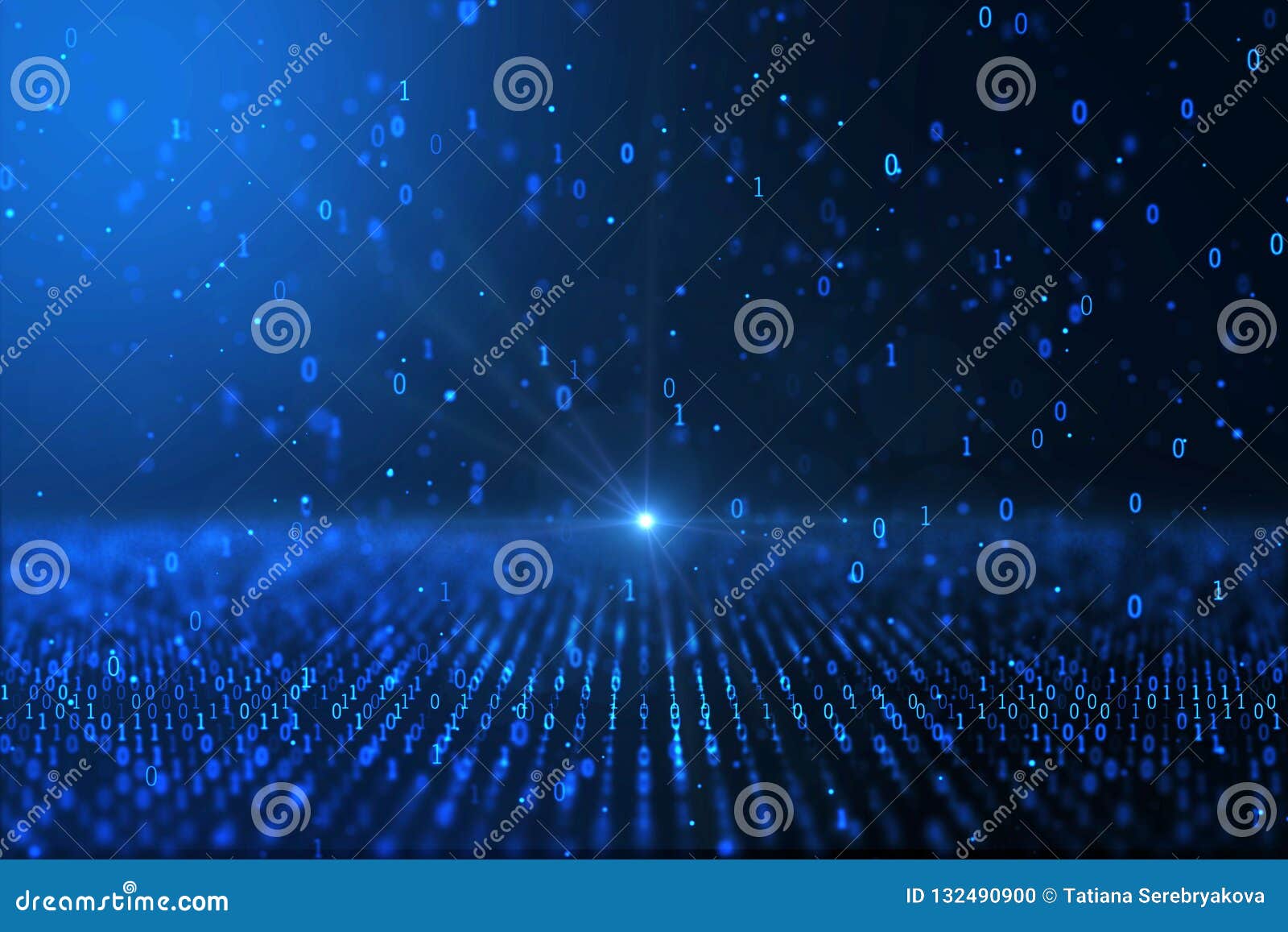 digital world concept computer generated blue binary background