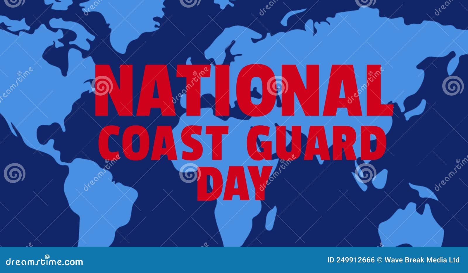 Digitally Generated Image of National Coast Guard Day Text Over World