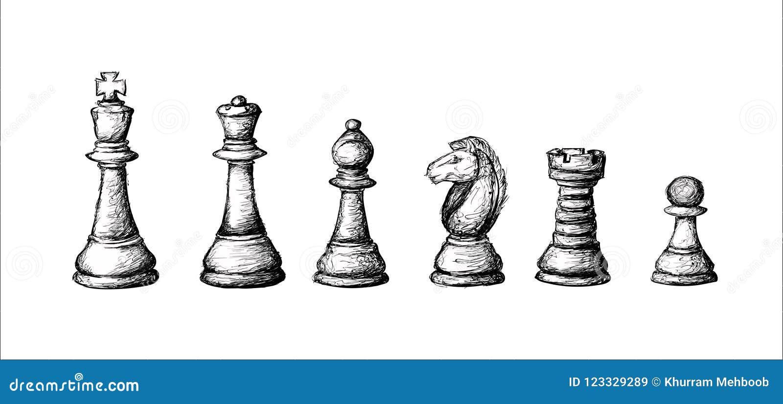 Handdrawn Sketch Set Chess Pieces Vector Stock Vector (Royalty