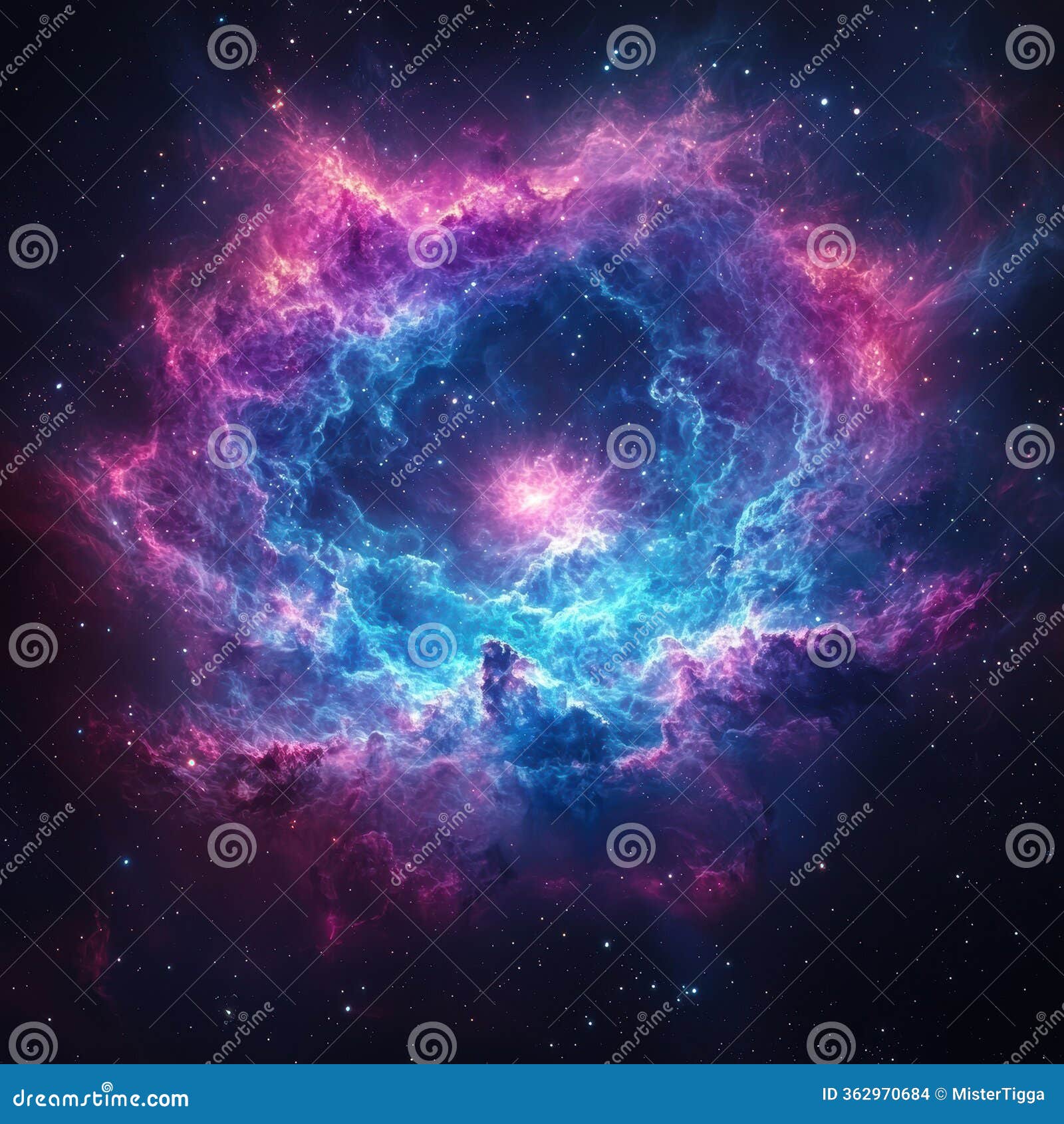 Digitally Rendered Image of a Colorful Nebula with a Central Star or  Stellar Nursery Surrounded by Concentric Rings, in Stock Photo - Image of  stellar, depth: 362970684