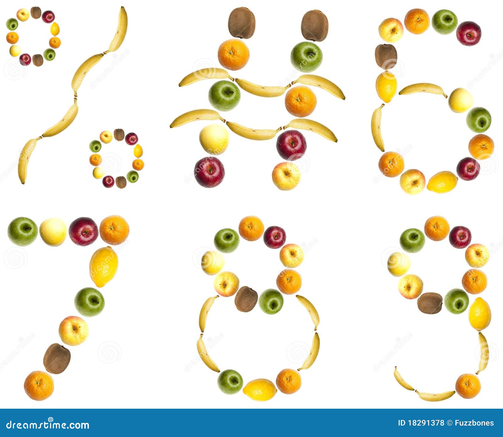 Digits made of fruits stock photo. Image of nutrition 18291378