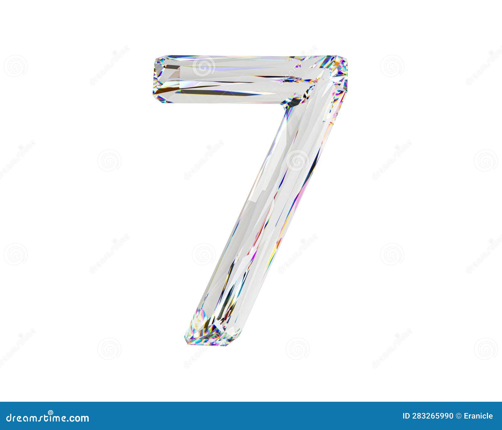 digits made of natural transparent diamond-like material