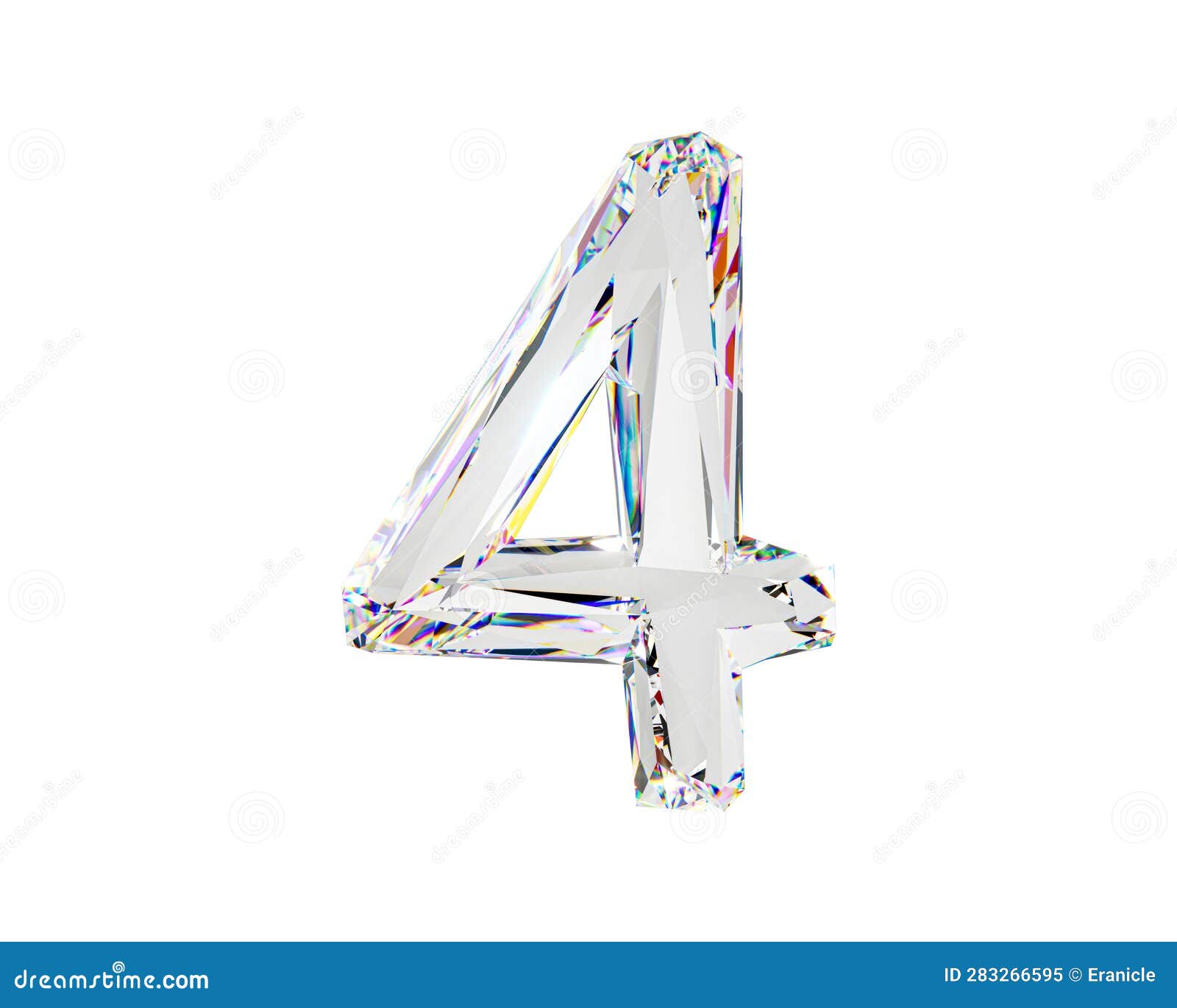 digits made of natural transparent diamond-like material
