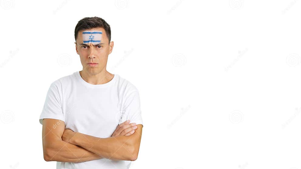 Dignified and Serious Man with Israeli Flag Painted on Face Stock Photo ...