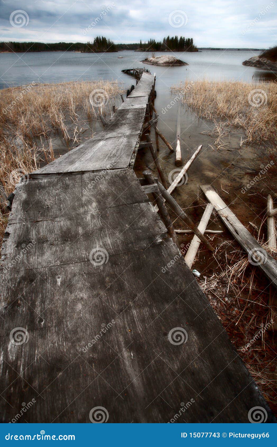 Dilapidated Dock on Reed Lake in Northern Manitoba Stock Image Image