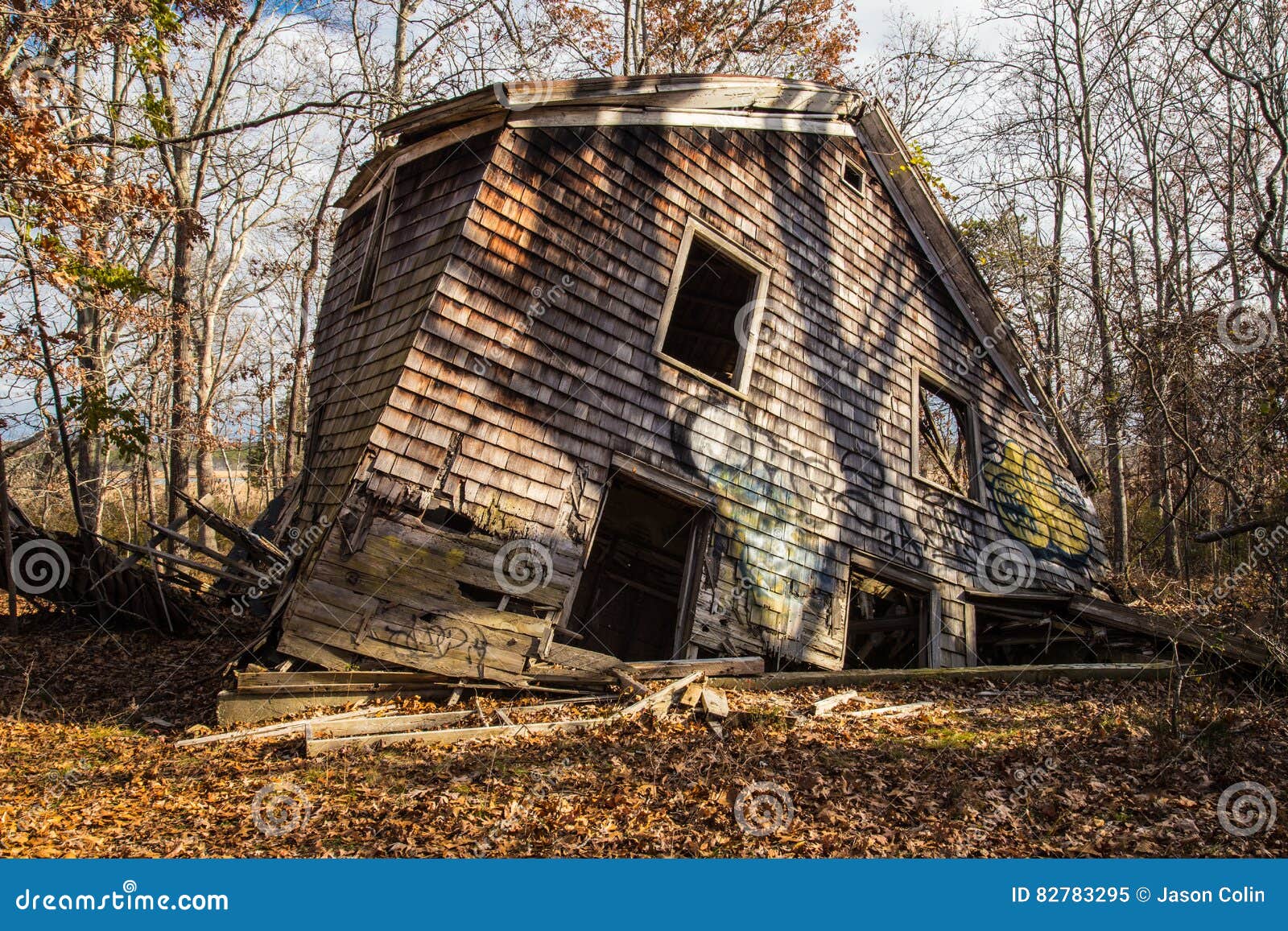 a dilapidated home in the woods, sag harbor, new york