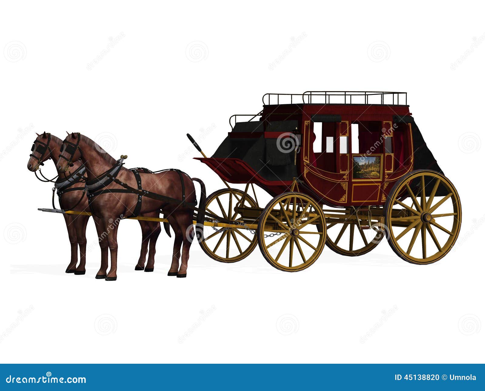 Diligence avec des chevaux illustration stock. Illustration du sud