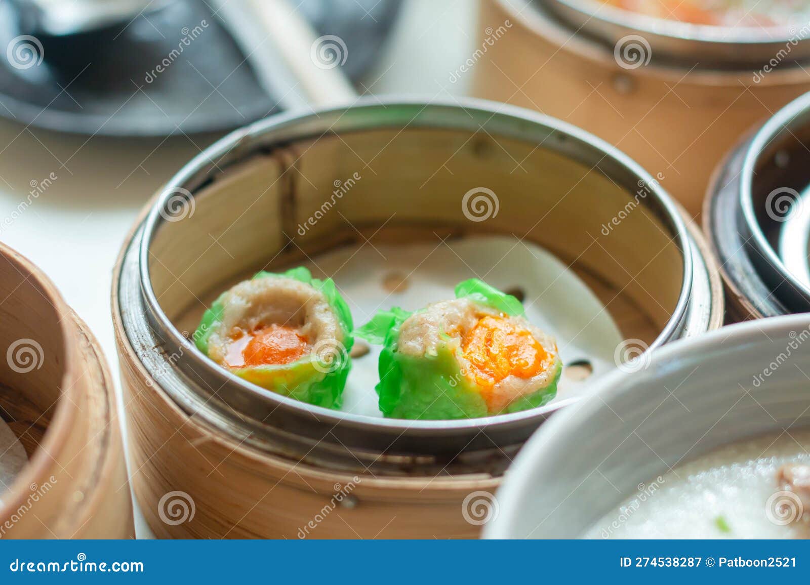 Dim Sum in Bamboo Steamer, Chinese Cuisine Stock Image Image of