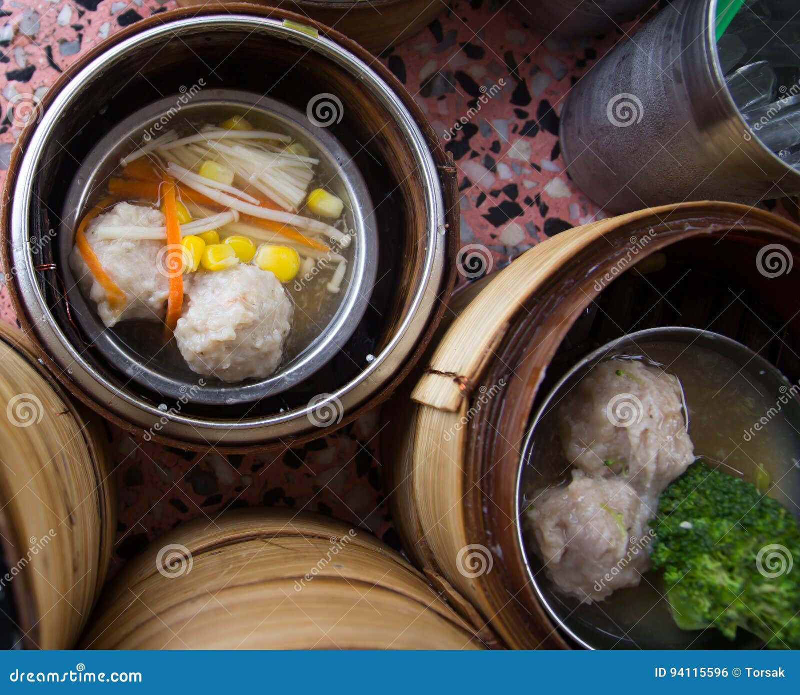 Dim sum in bamboo steamer stock photo. Image of steamer 94115596