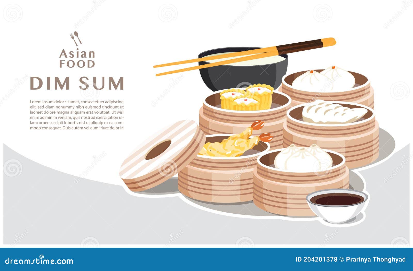 dim sum menu set asian food  