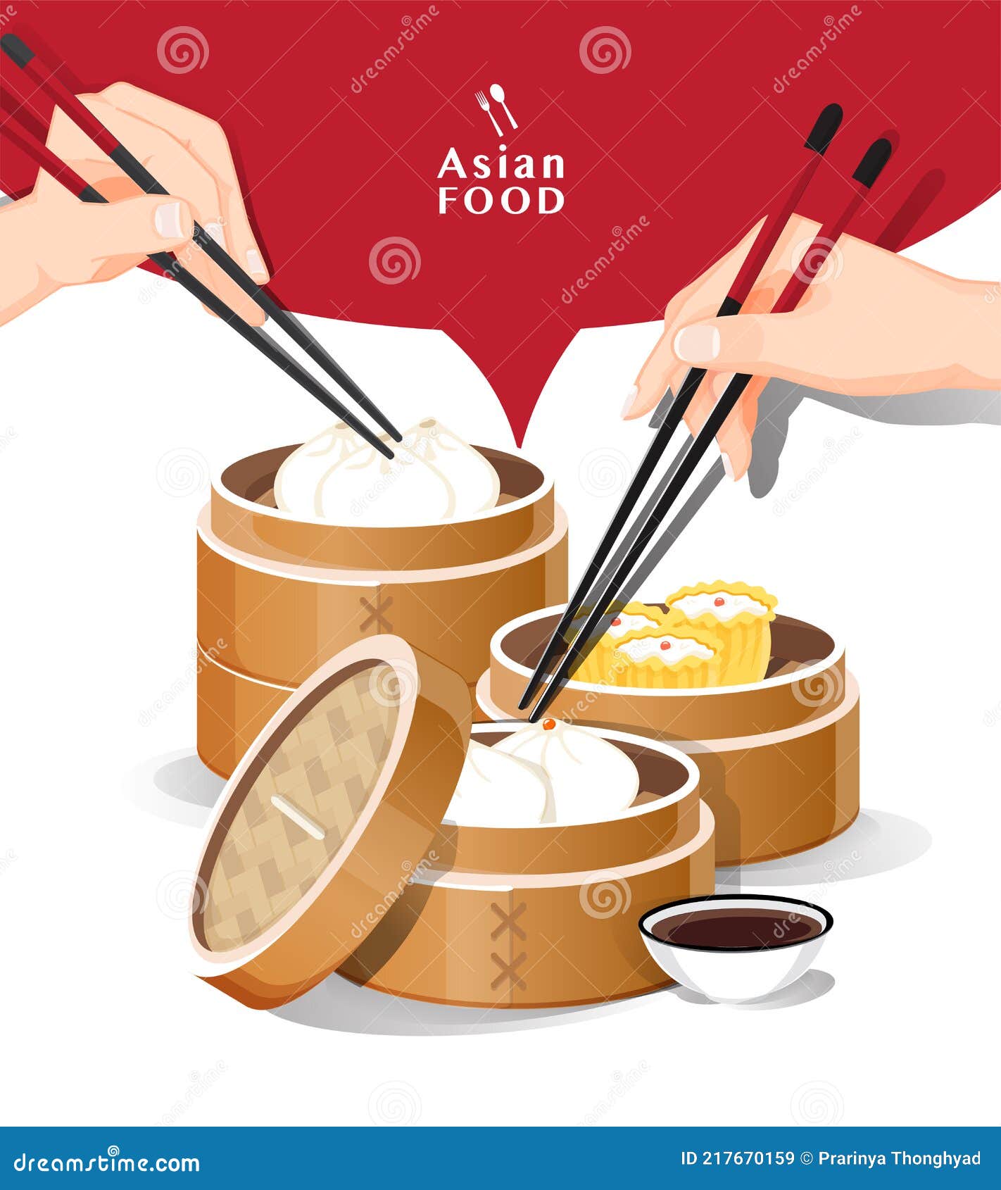 dim sum menu set asian food  
