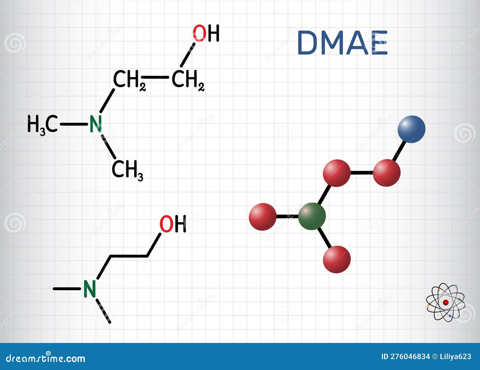Dimethylethanolamine Molecule 3d, Molecular Structure, Ball And Stick