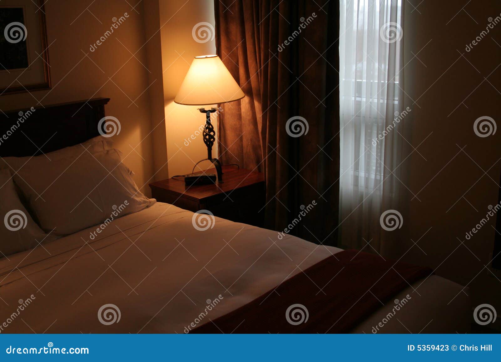 Dimly Lit Hotel Room stock image. Image of paper, horizontal 5359423