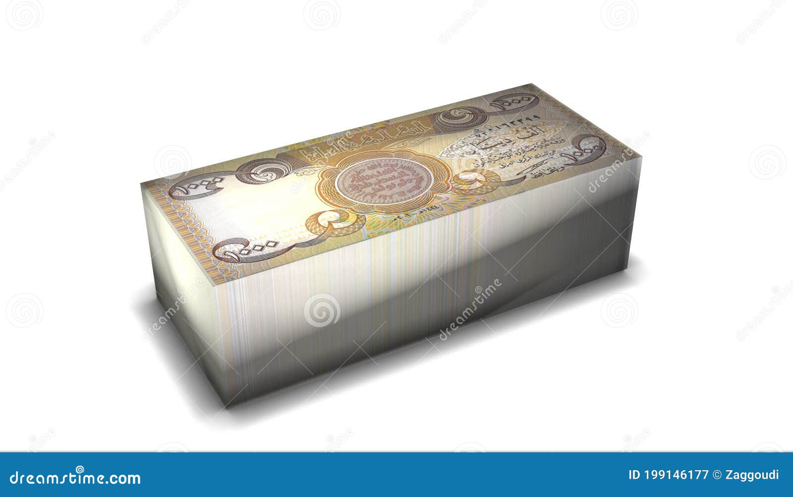 Dinar Iraq Banknotes Money Stack On White Background RoyaltyFree Stock