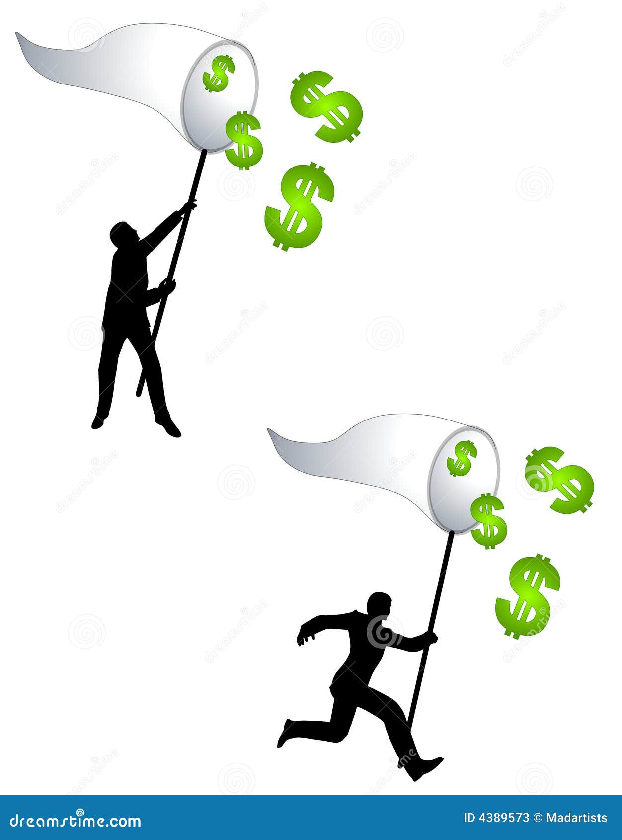 Dinero De Cogida Con Una Red Stock de ilustración - Ilustración de