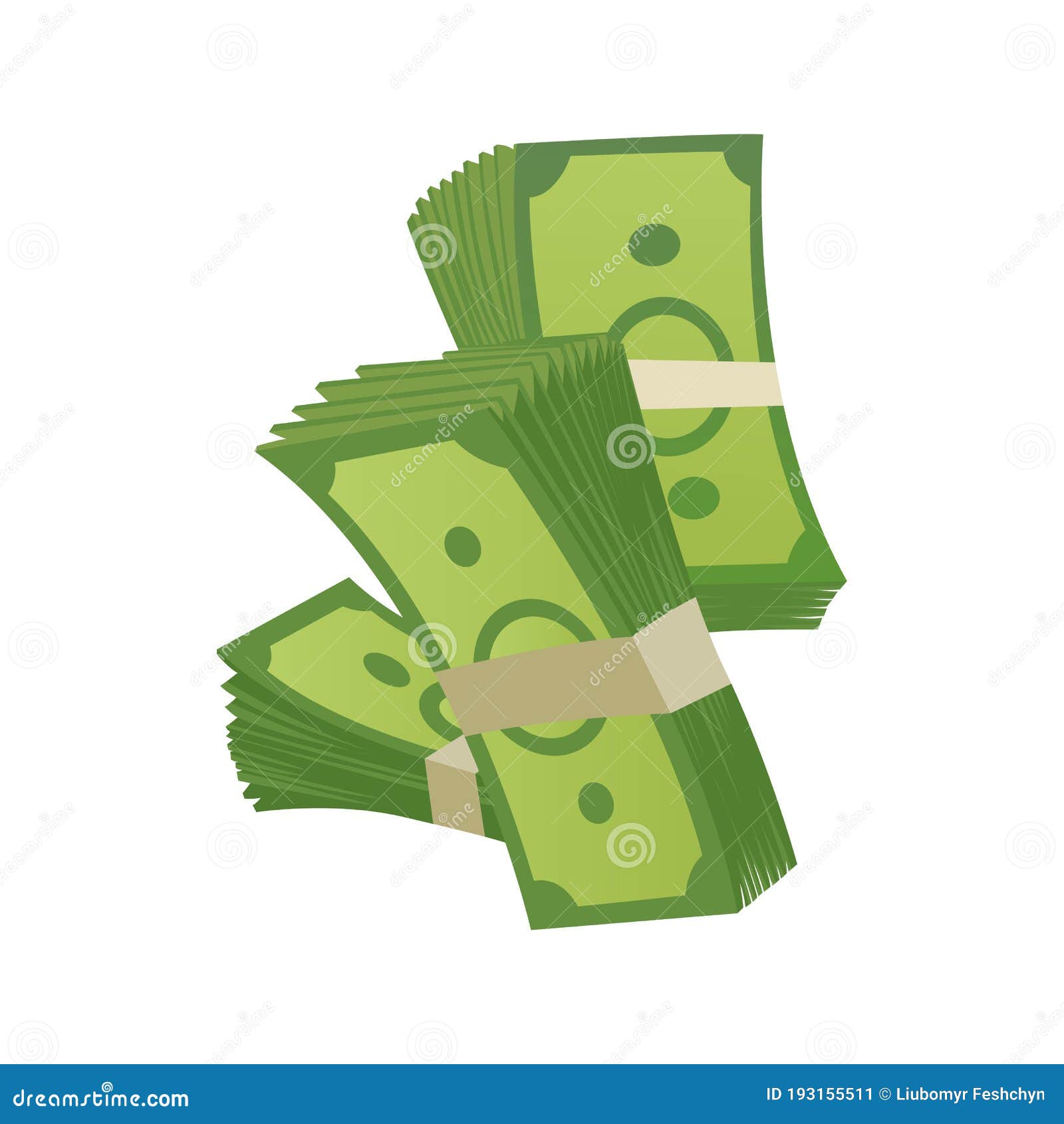 Dinero De Dibujos Animados. Billete Verde. Embalaje En Paquetes De Billetes  Ilustración del Vector - Ilustración de arte, rico: 193155511