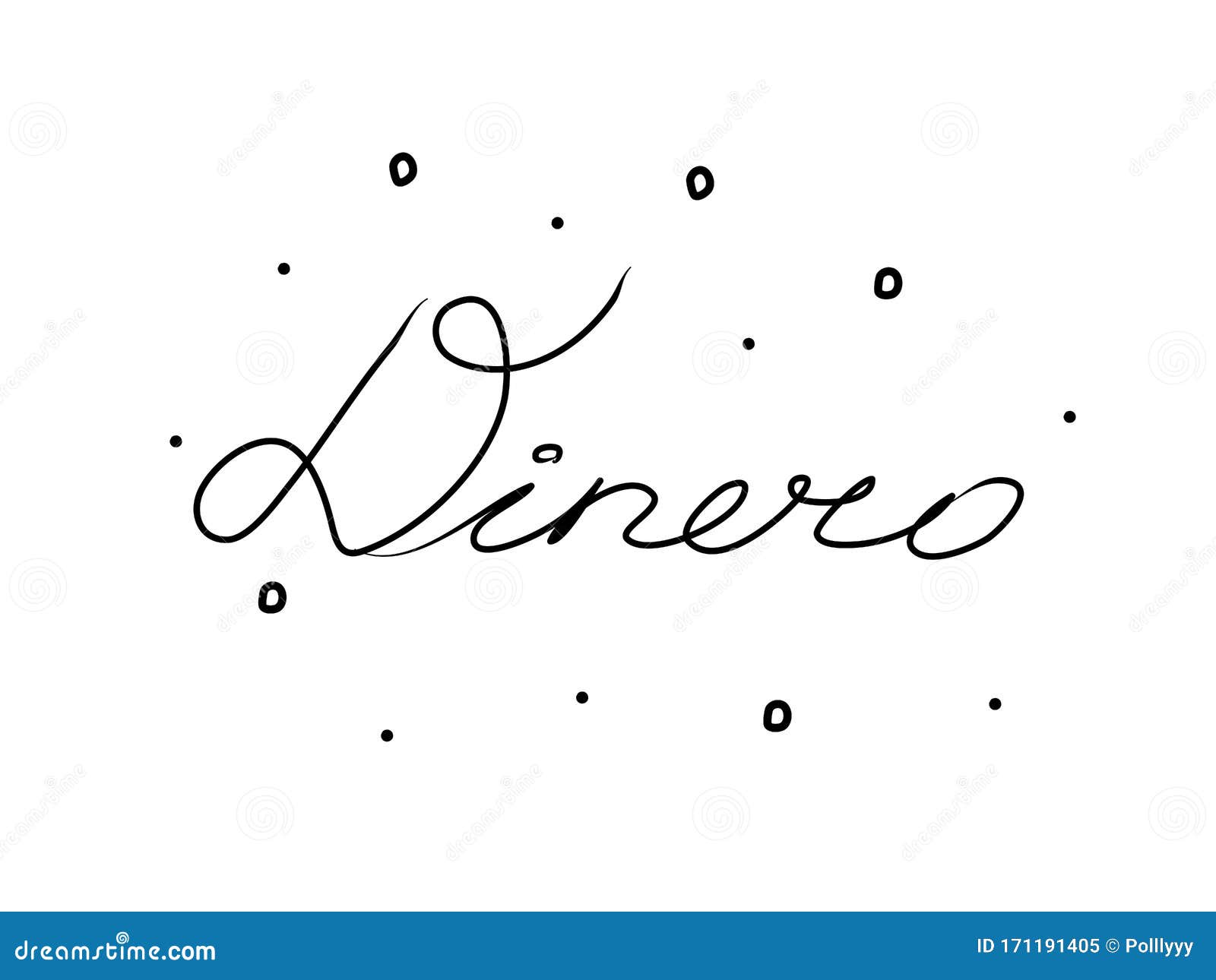 dinero phrase handwritten with a calligraphy brush. money in spanish. modern brush calligraphy.  word black