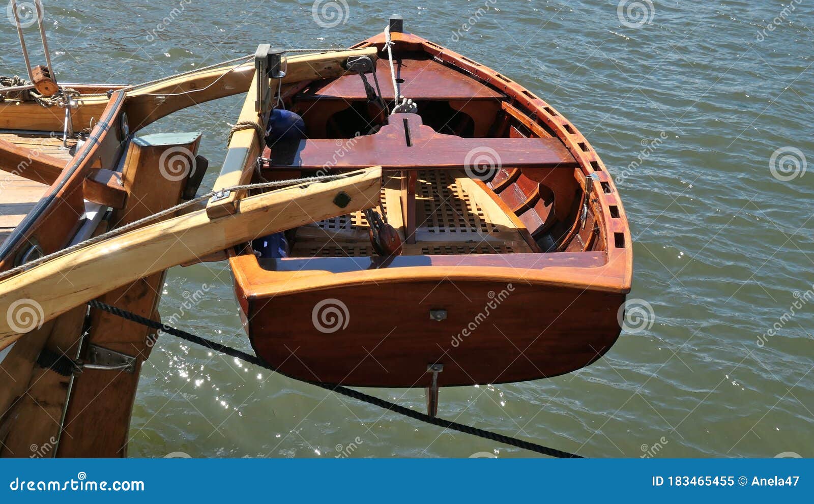 Dinghy, Small Rowing Boat, Made of Mahogany Wood, Attached To the Stern of  a Vintage Sailing Yacht. Schleswig-Holstein, Germany Stock Image - Image of  equipment, dinghy: 183465455