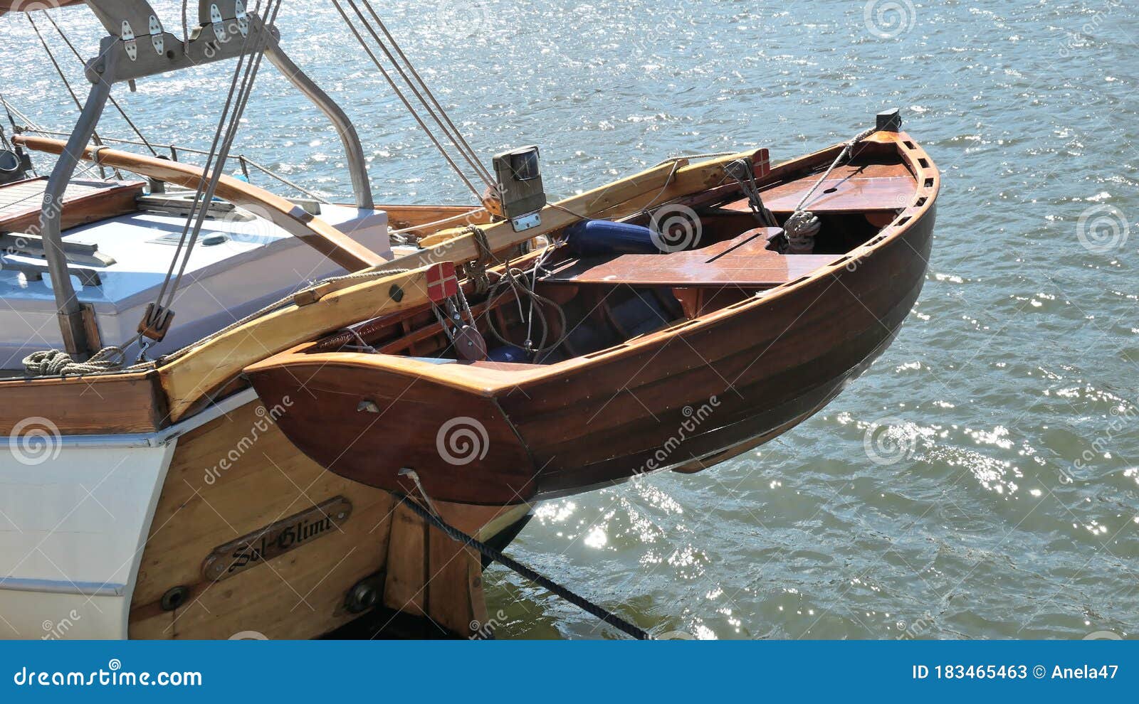 Dinghy, Small Rowing Boat, Made of Mahogany Wood, Attached To the Stern of  a Vintage Sailing Yacht. Schleswig-Holstein, Germany Stock Image - Image of  sailboat, dinghy: 183465463