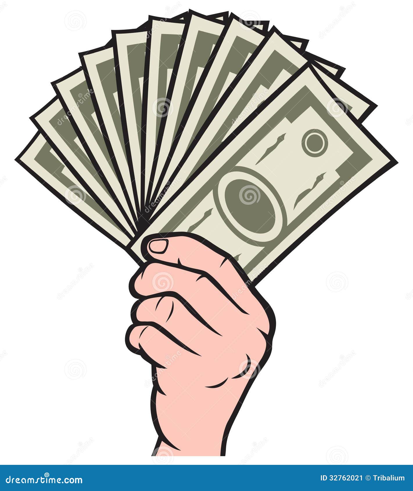 Dinheiro na mão ilustração do vetor. Ilustração de sinal 32762021