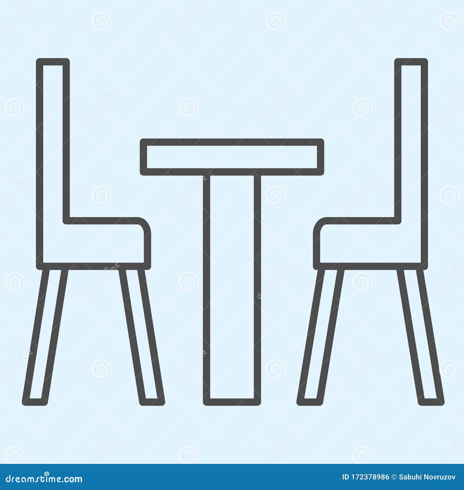 Dining Furniture Thin Line Icon Small Table And Two Chairs Home Style Kitchen Vector Design Concept Outline Style Stock Vector Illustration Of Element Empty 172378986