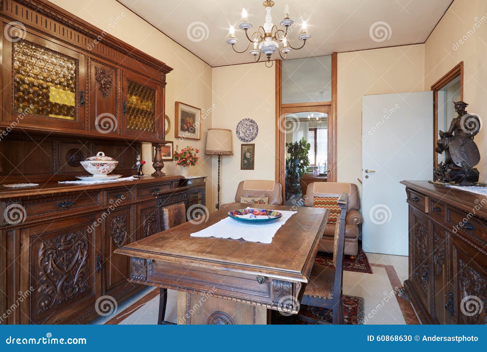 dining room with antiquities interior