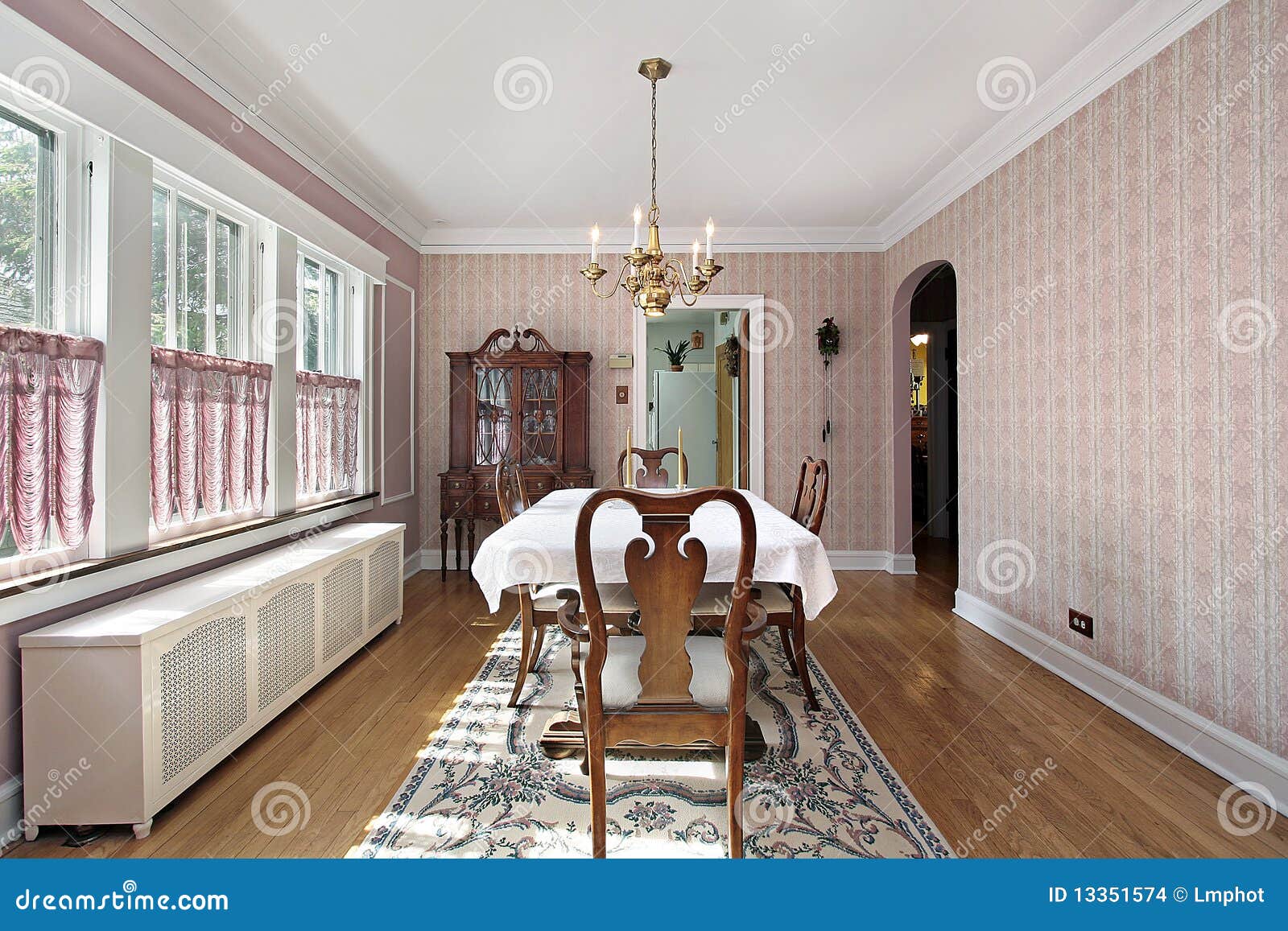 Dining Room with Arched Entry Stock Photo Image of buffet, house